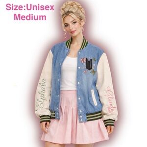 Wicked Glinda & Elphaba Denim Varsity Jacket